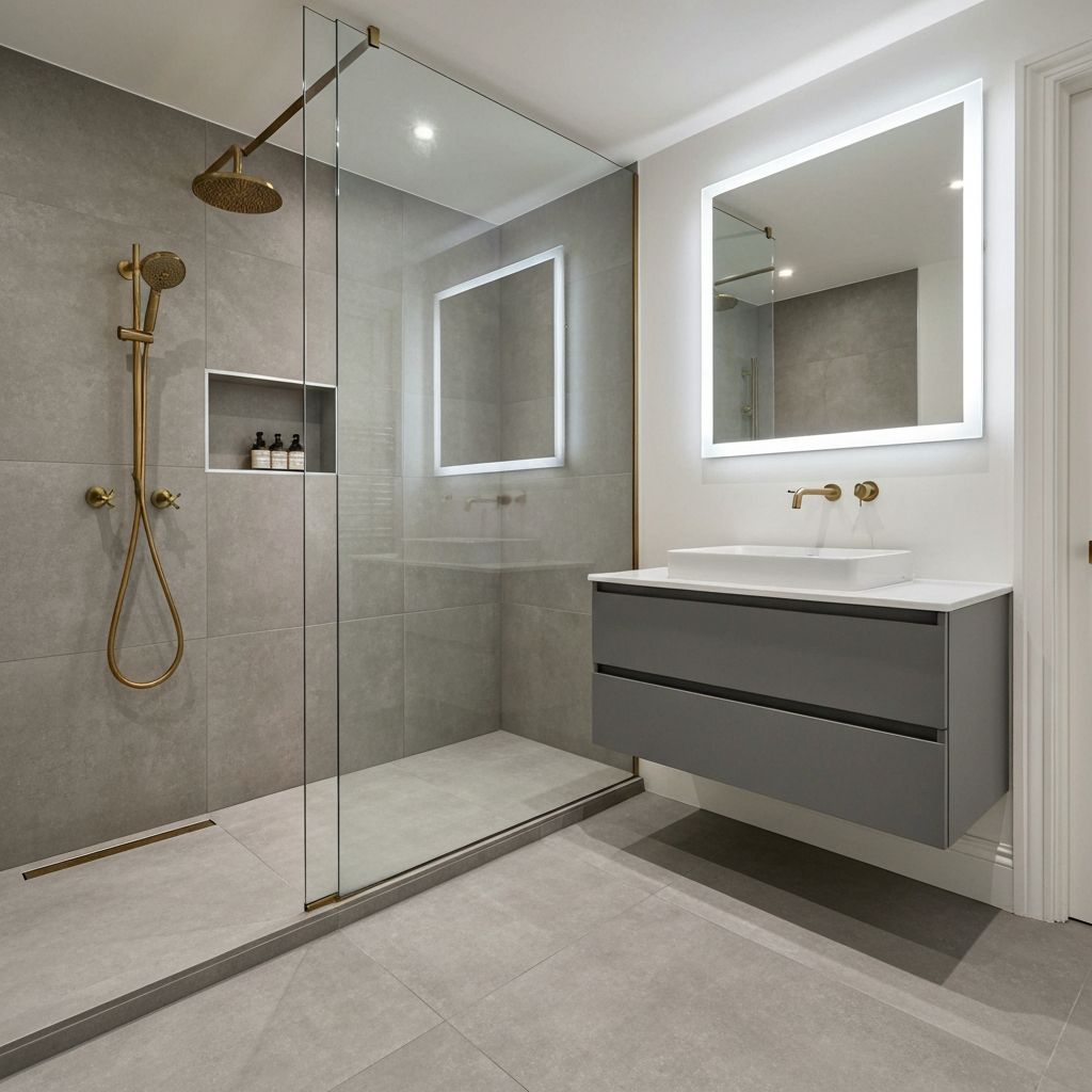 Modern walk-in shower room with frameless glass